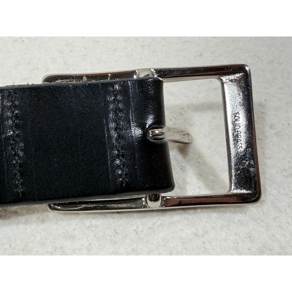 Martin Dingman Men's Black Leather Belt Size 40 USA Made Solid Brass Buckle Vint